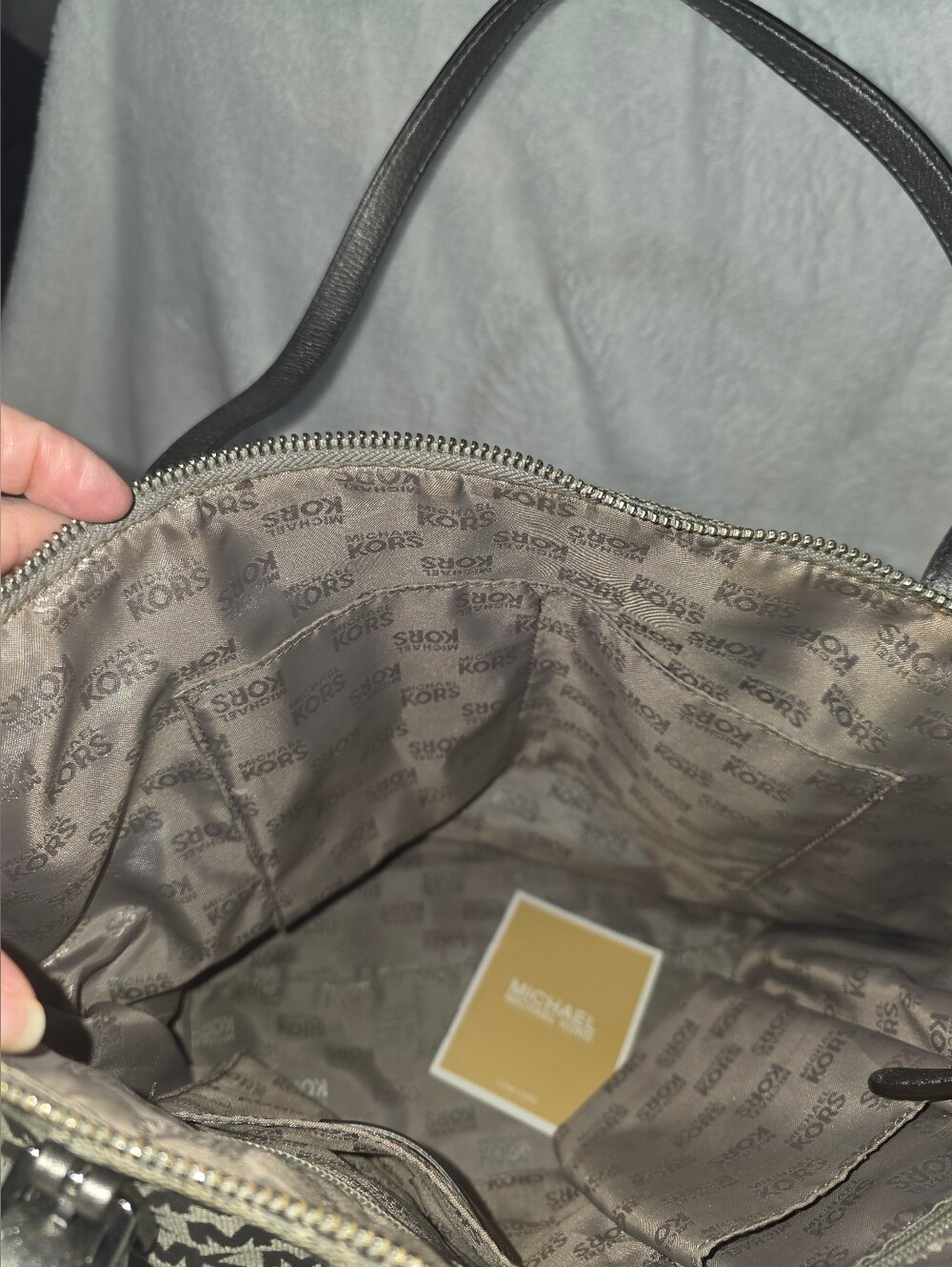 Michael Kors Gray MK Signature Tote Bag with Dual Straps - Picture 10 of 11